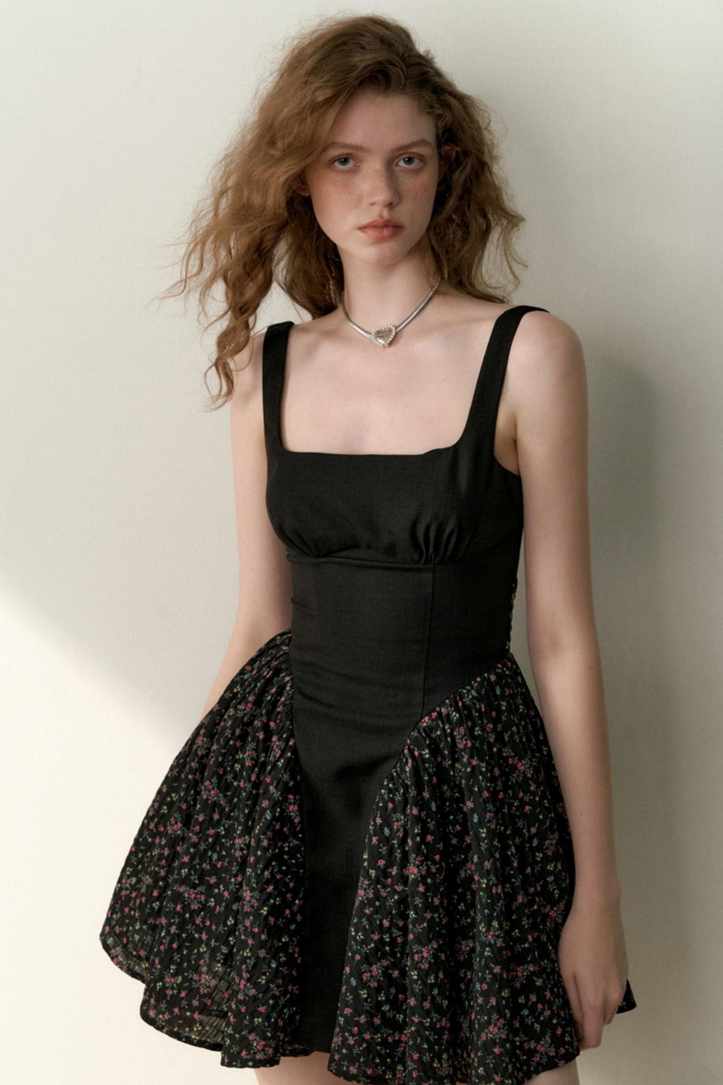 Floral Patchwork Bowtie Camisole Dress