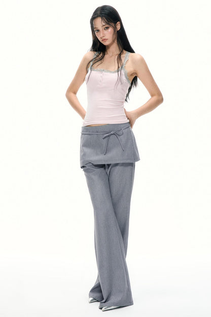 Summer Gray Wide Leg Suit Pants