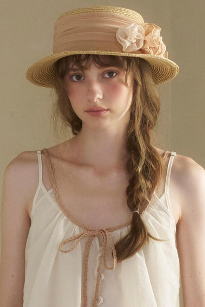 Vintage Flower Woven Raffia Sun Hat