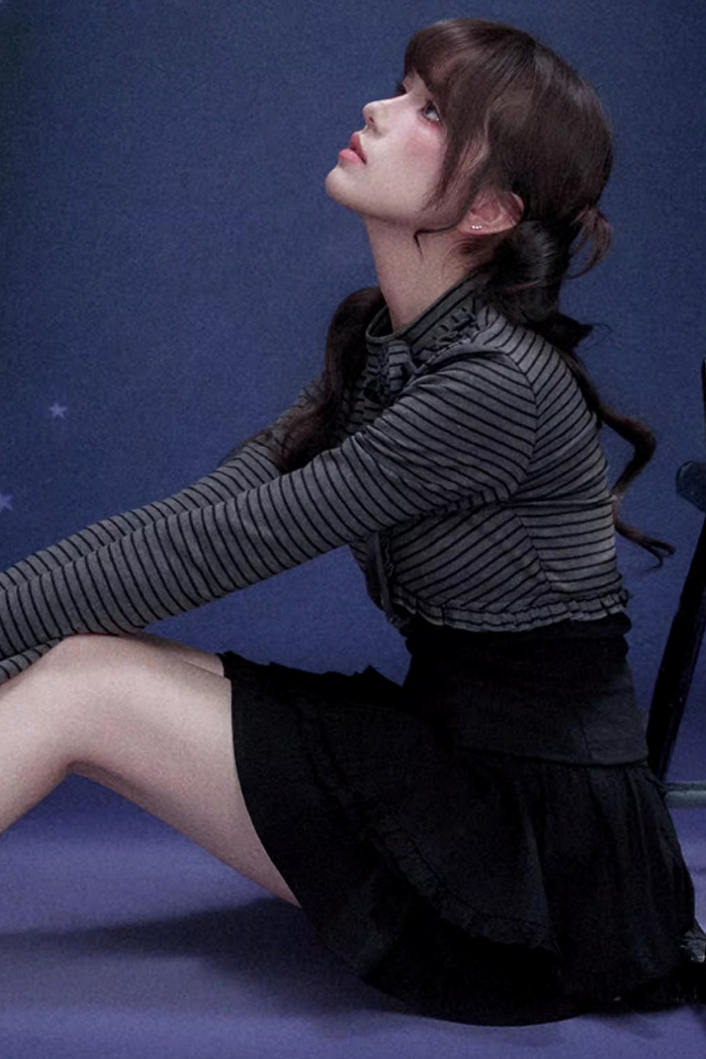 Rose Brooch Striped Top