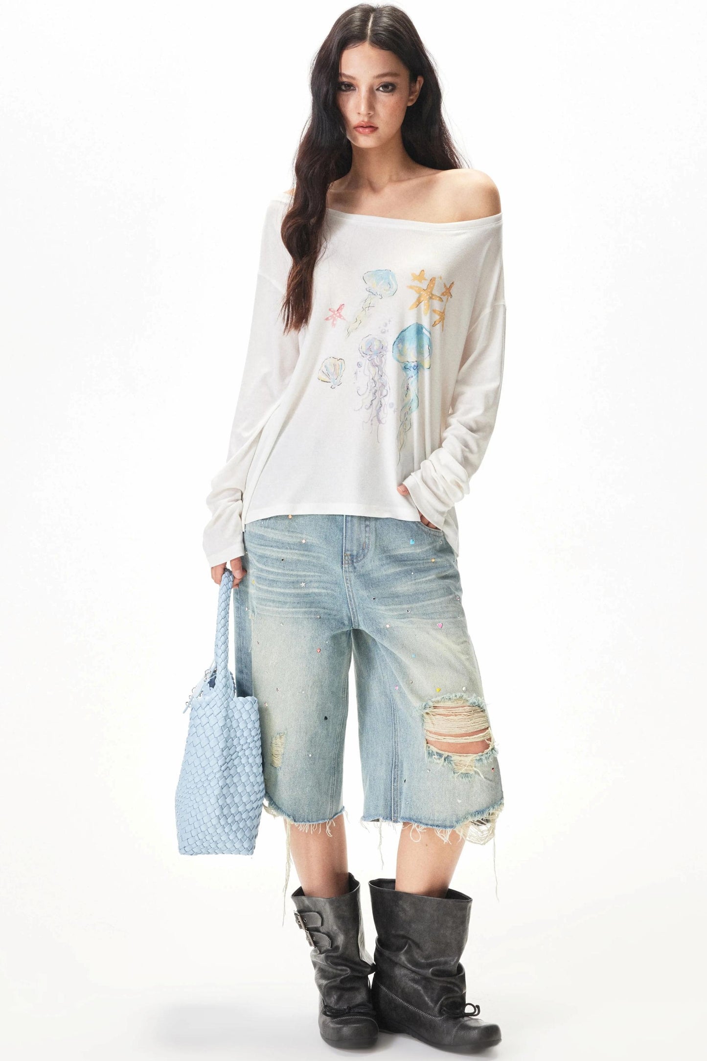 Watercolor Hand-Painted Blouse