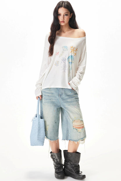 Watercolor Hand-Painted Blouse