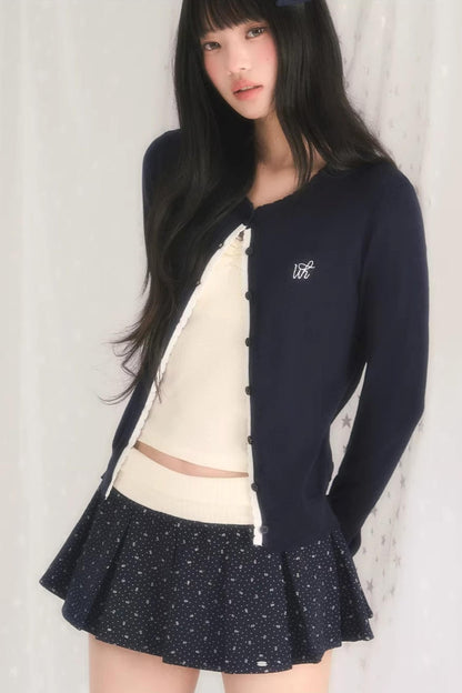 Color-Blocked Pleated Floral Skirt