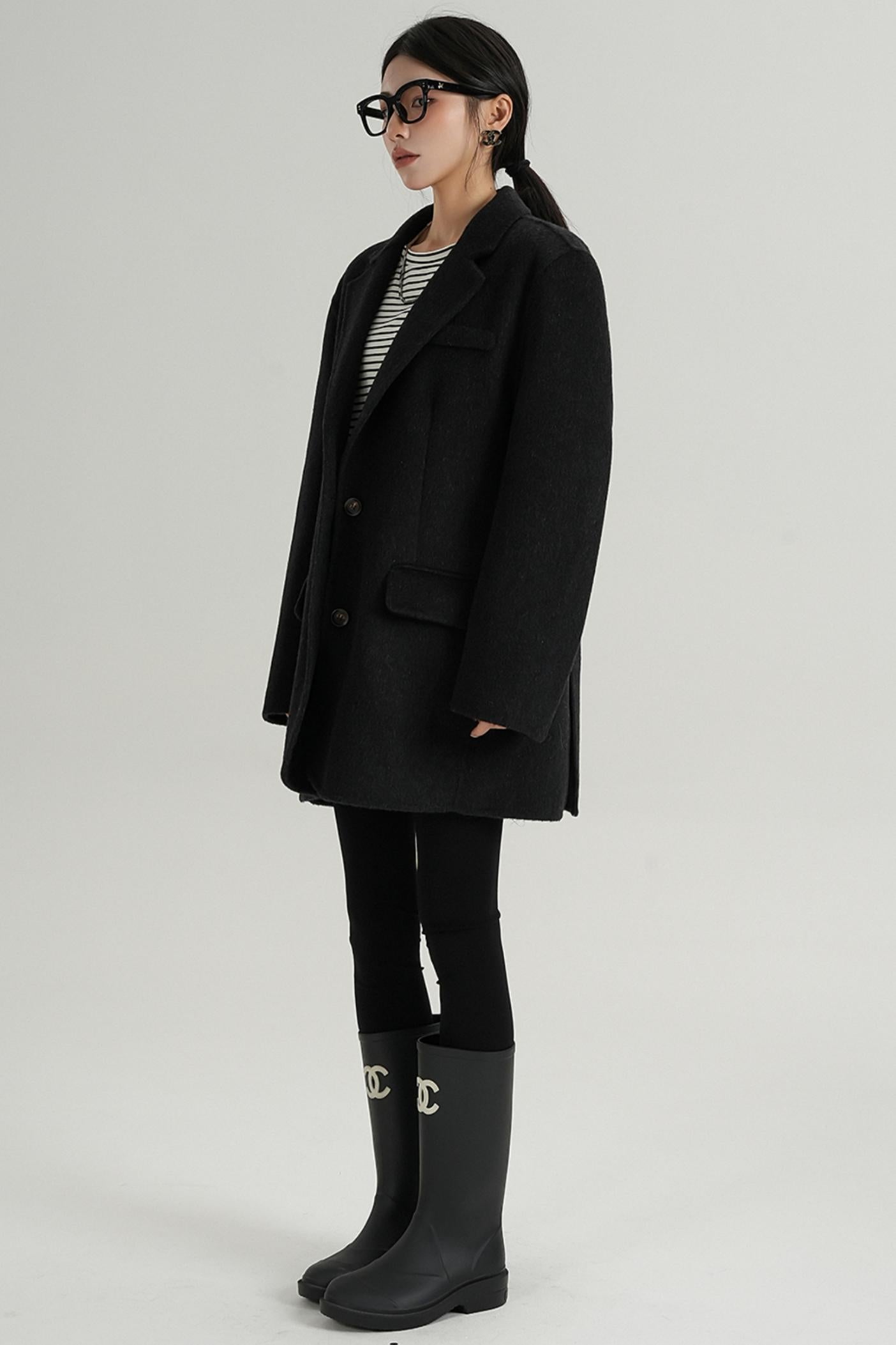 High-End Wool Tweed Suit Jacket