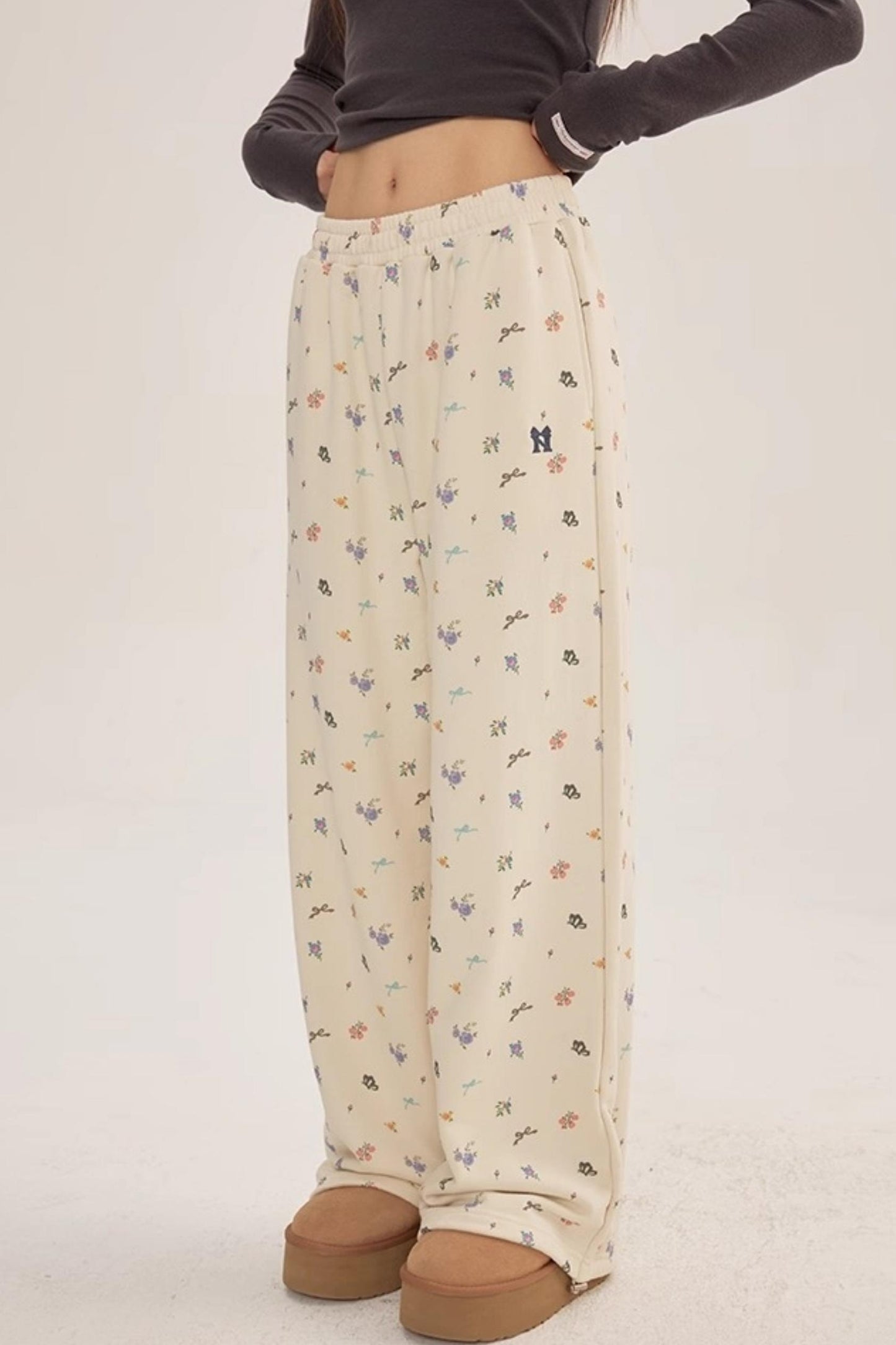 Floral Hooded Sweatshirt Cardigan Set-Up