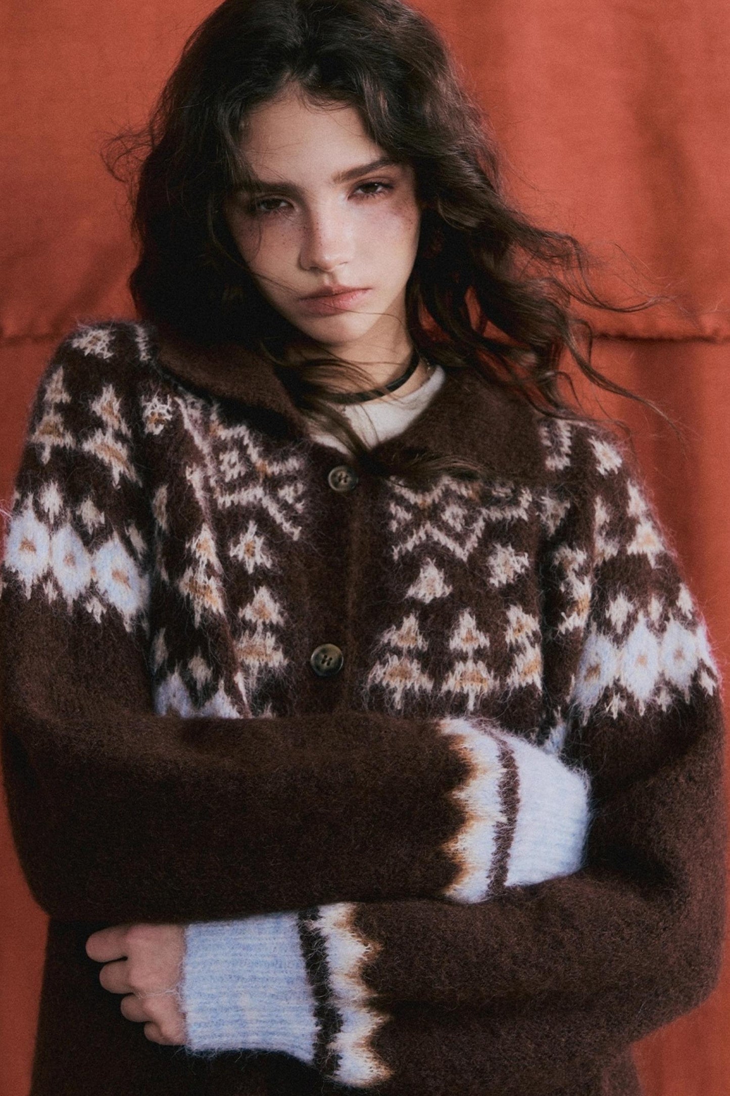 Fair Isle Knit Cardigan Set-Up