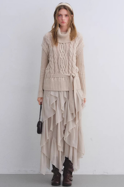 Wool Blend Cable Knit Sweater