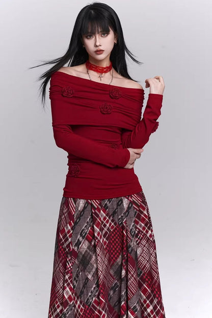 Stunning Red Off-Shoulder Top