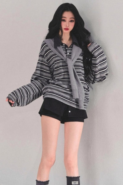 American Polo Neck Striped Top