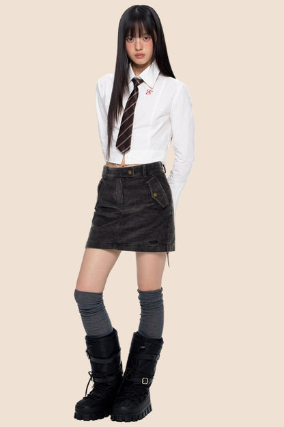 Retro Corduroy A-Line Skirt