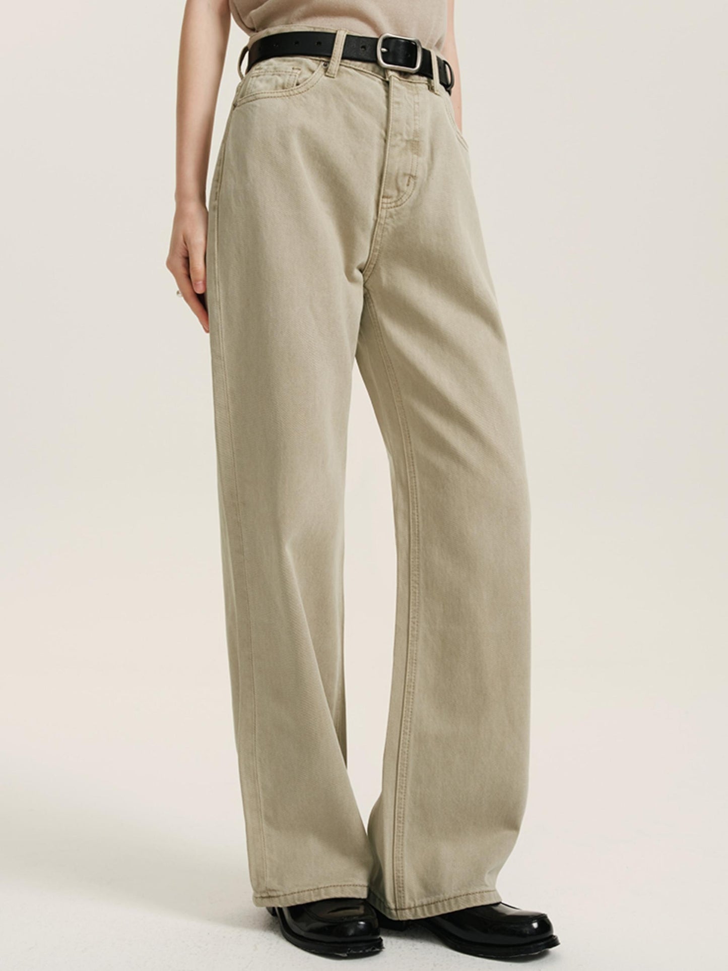 High-Waisted Tencel Straight Pants