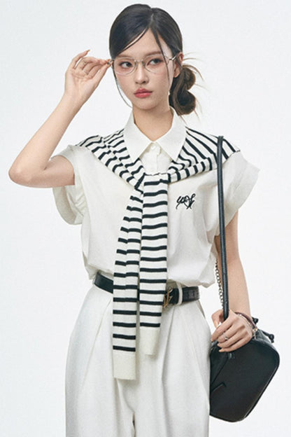 High-Waist White Casual Shorts