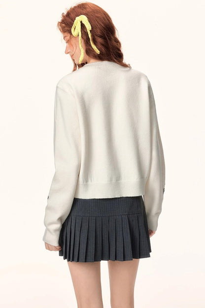 Childlike Embroidery Knit Cardigan