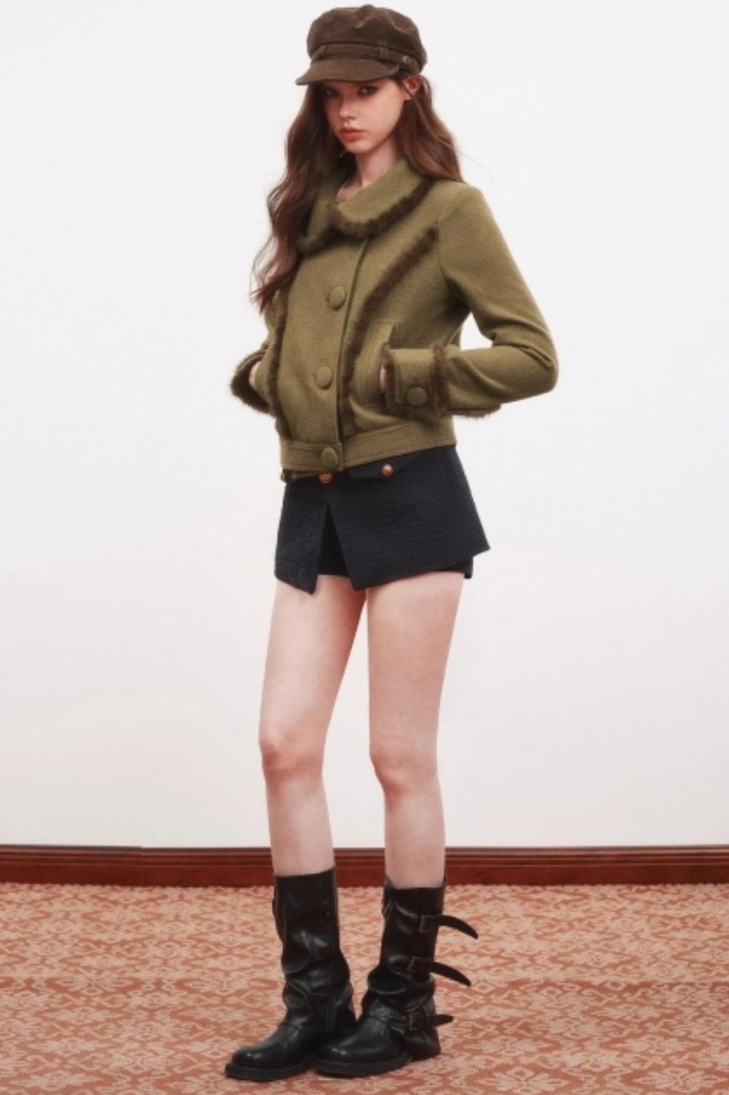 Warm Mink Fur Woolen Short Coat