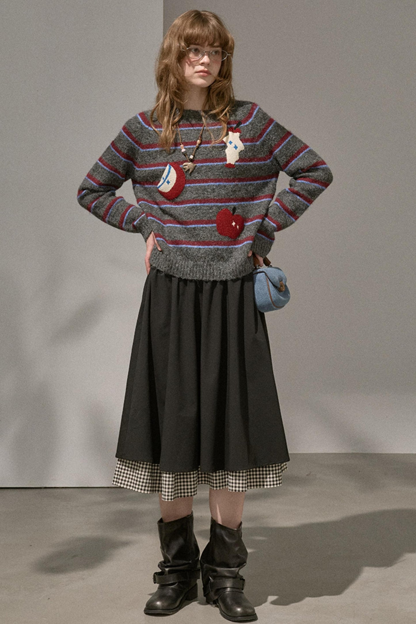 Apple Striped Crew Neck Top