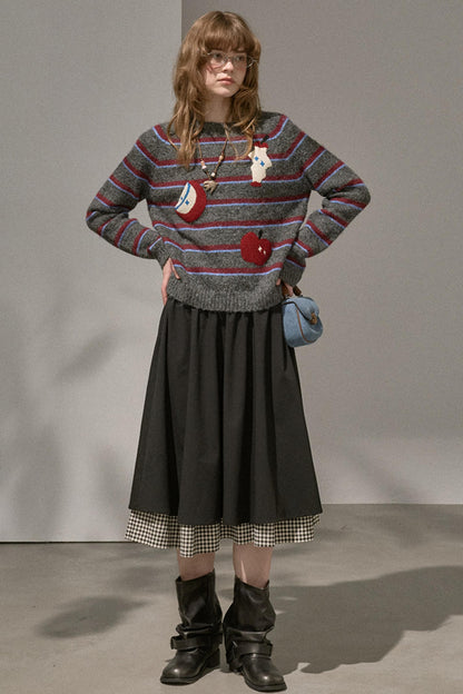 Apple Striped Crew Neck Top