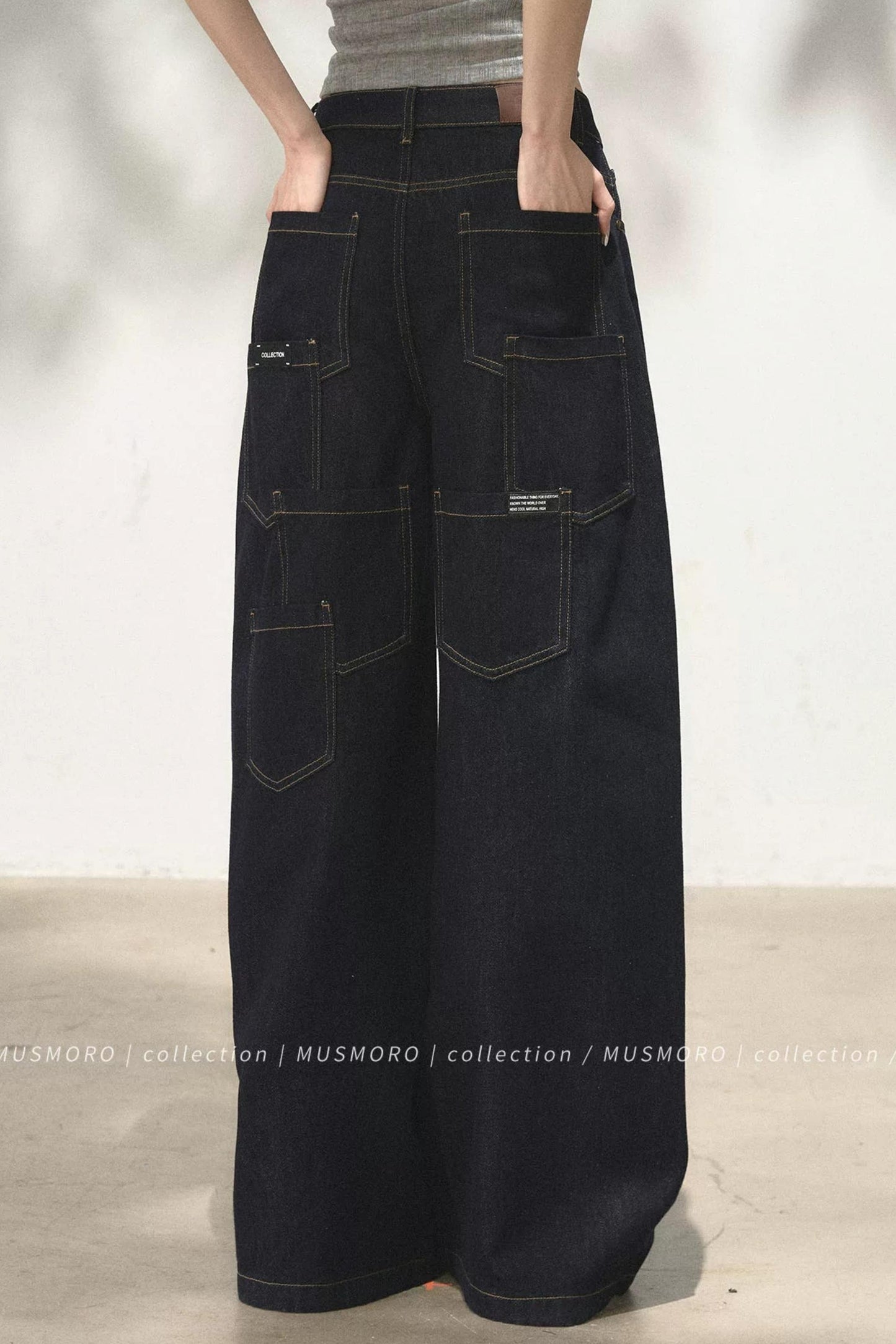 Vintage Asymmetric Denim Pants