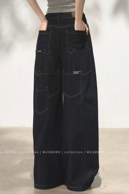 Vintage Asymmetric Denim Pants