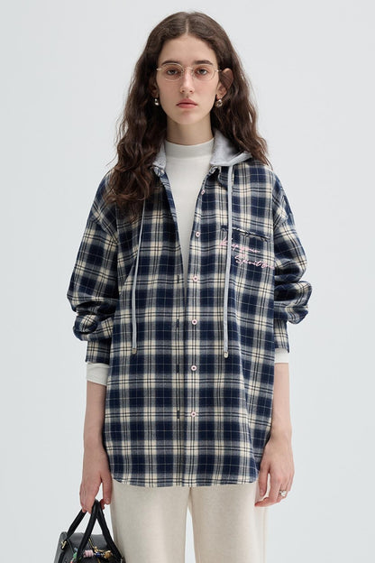 Loose Casual Plaid Shirt Outer