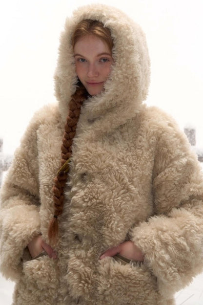 Reversible Hooded Suede Coat