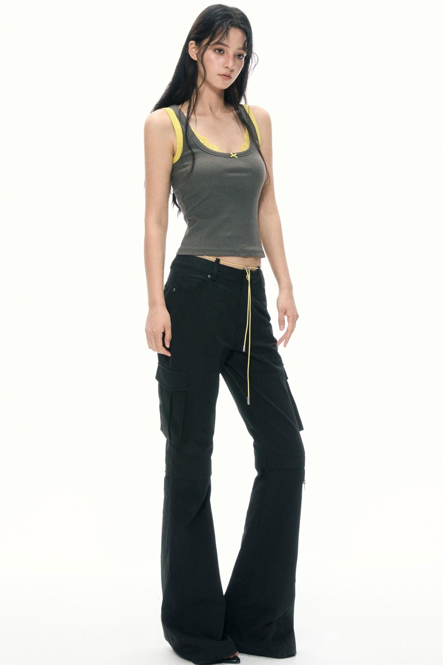 Retro Color-Block Flare Pants