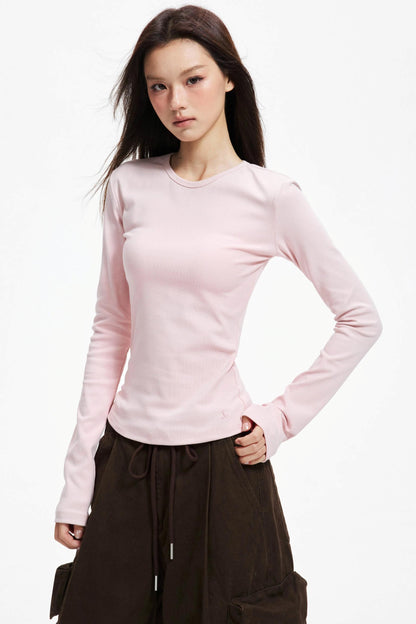 Slim Round Neck Long Sleeve Knitwear