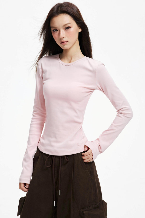 Slim Round Neck Long Sleeve Knitwear