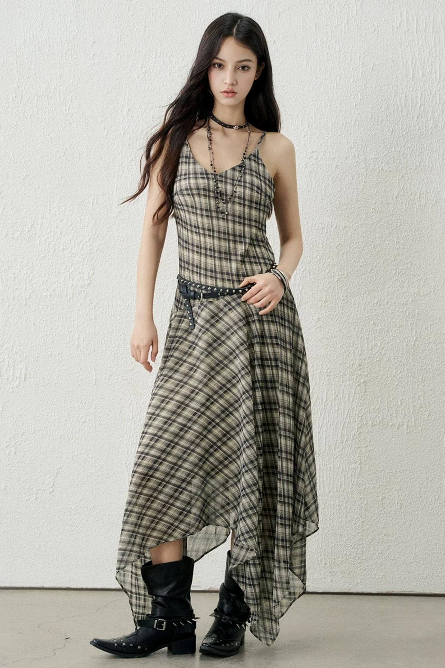 Retro Green Plaid Dress