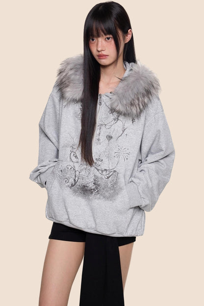 Graphic Print Luxury Hoodie Top