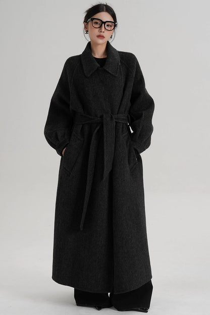 Temperament Back Slit Wool Coat
