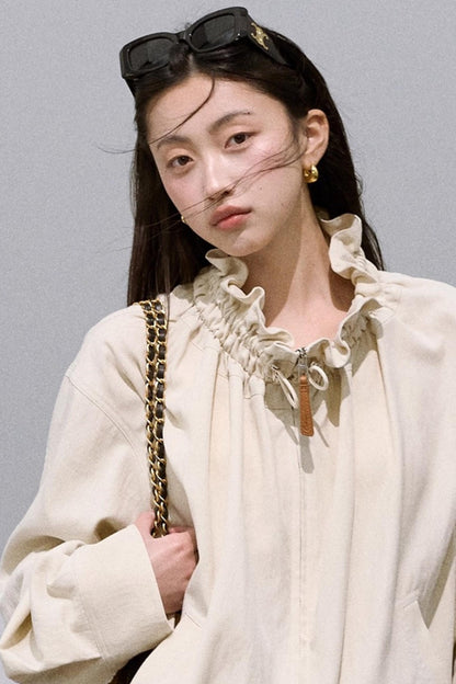 Lyocell Embroidered Drawstring Jacket Set-Up