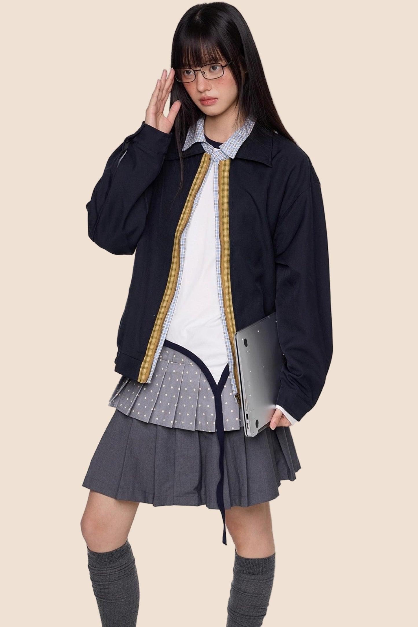 Vintage Contrast Lapel Jacket