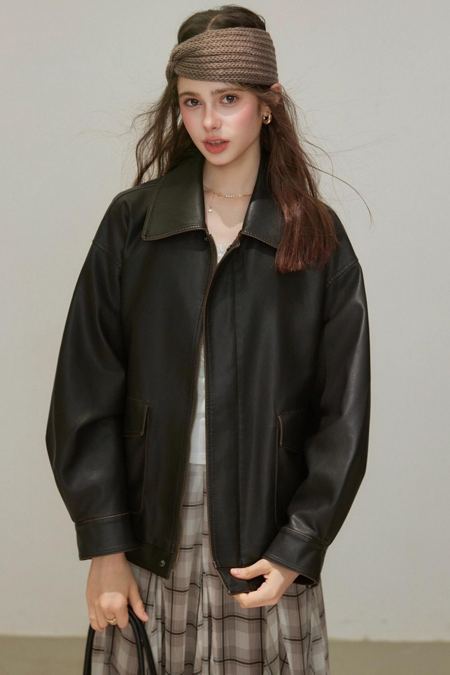 Back Brown Leather Jacket