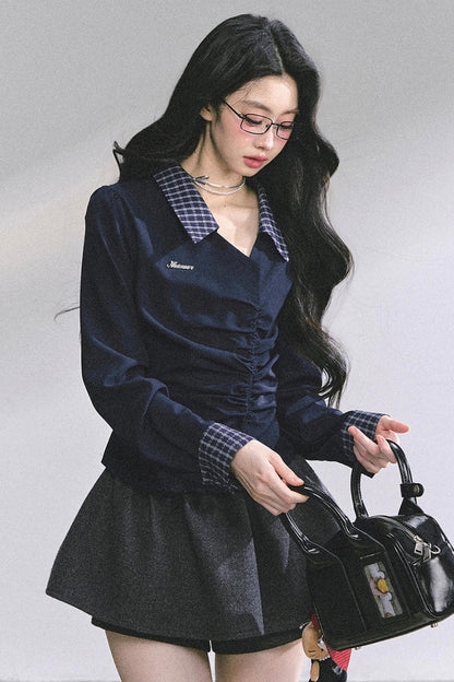 Slimming Blue Plaid Shirt