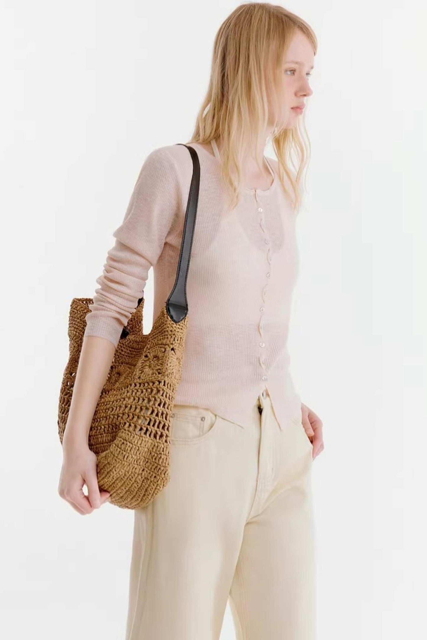 Milchig-weiße Baumwollhose