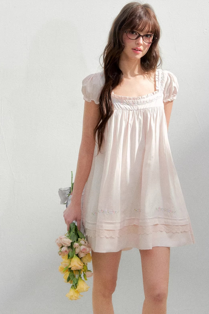 Square Neck Embroidered Dress