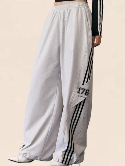 EZEK Drei-Balken-Leggings Cargohose Damen Sommer neue dünne schnell trocknende Jogginghose lose gerade Bein Freizeithose