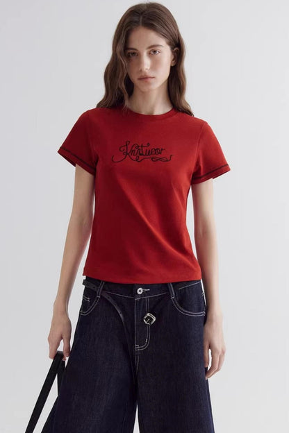 Top Rojo Vintage Bordado