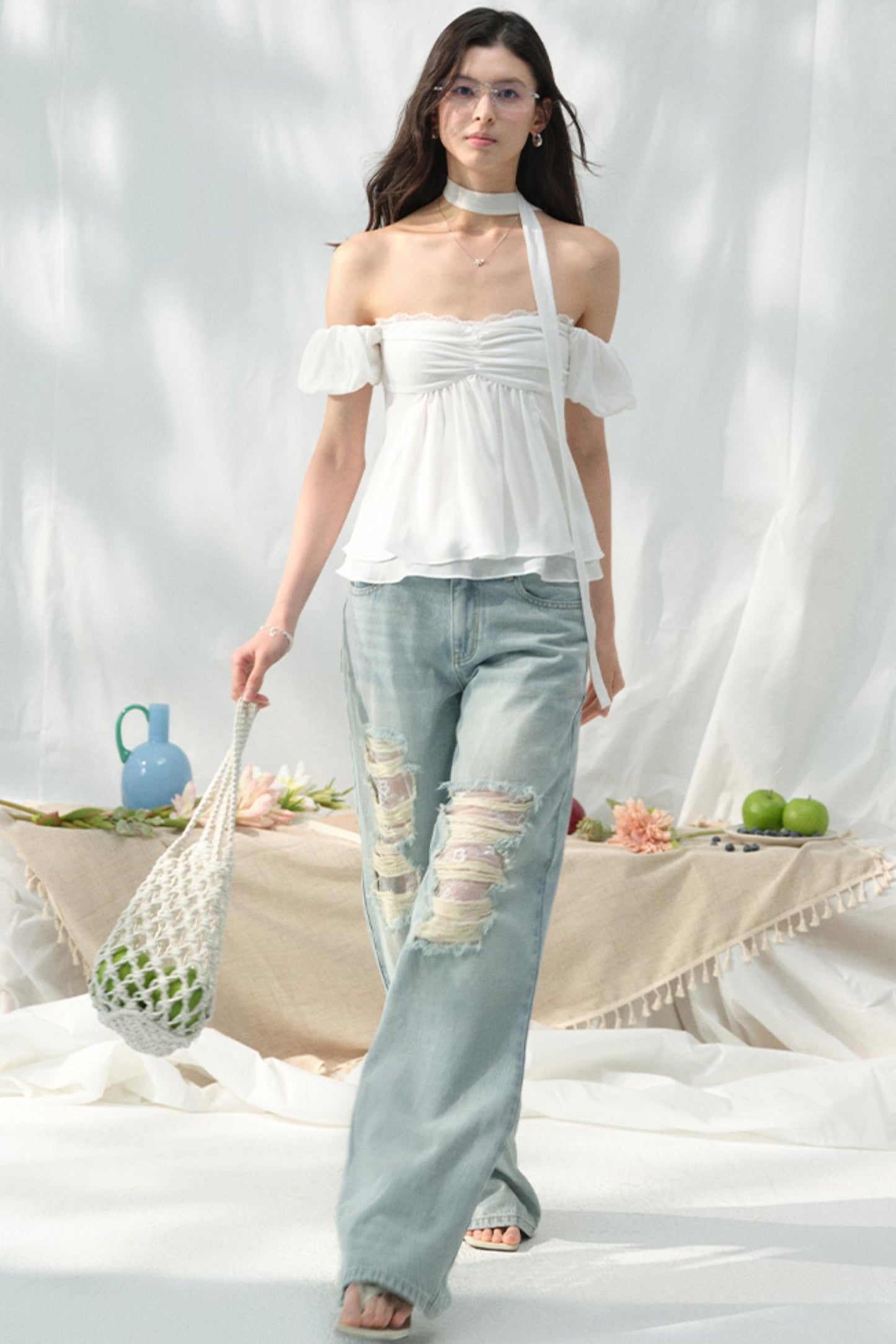 Chic Light Blue Wide-Leg Jeans