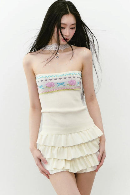 Designer Woolen Floral Halter Top