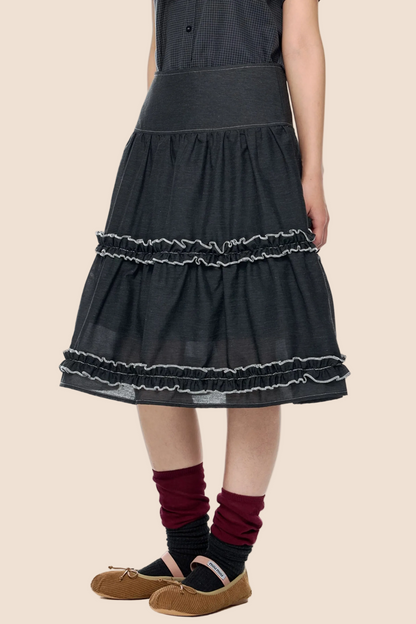 Retro Lace Pleated Skirt