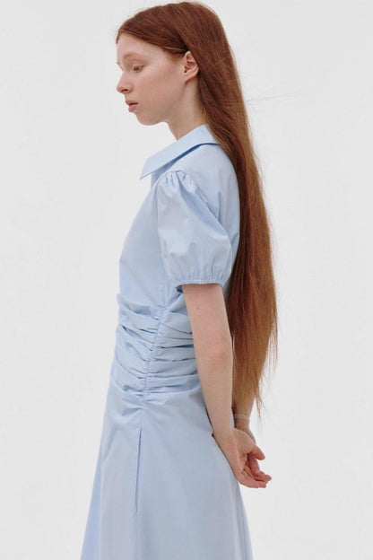 Summer Chic Pleated Bubble Sleeve Dress