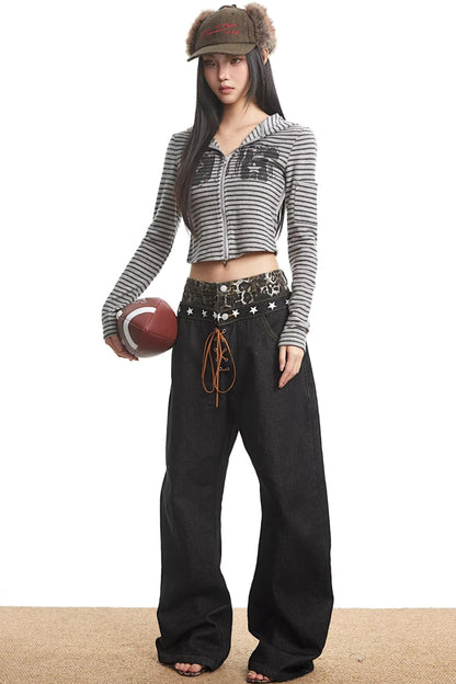 Retro Striped Hooded Sweatshirt