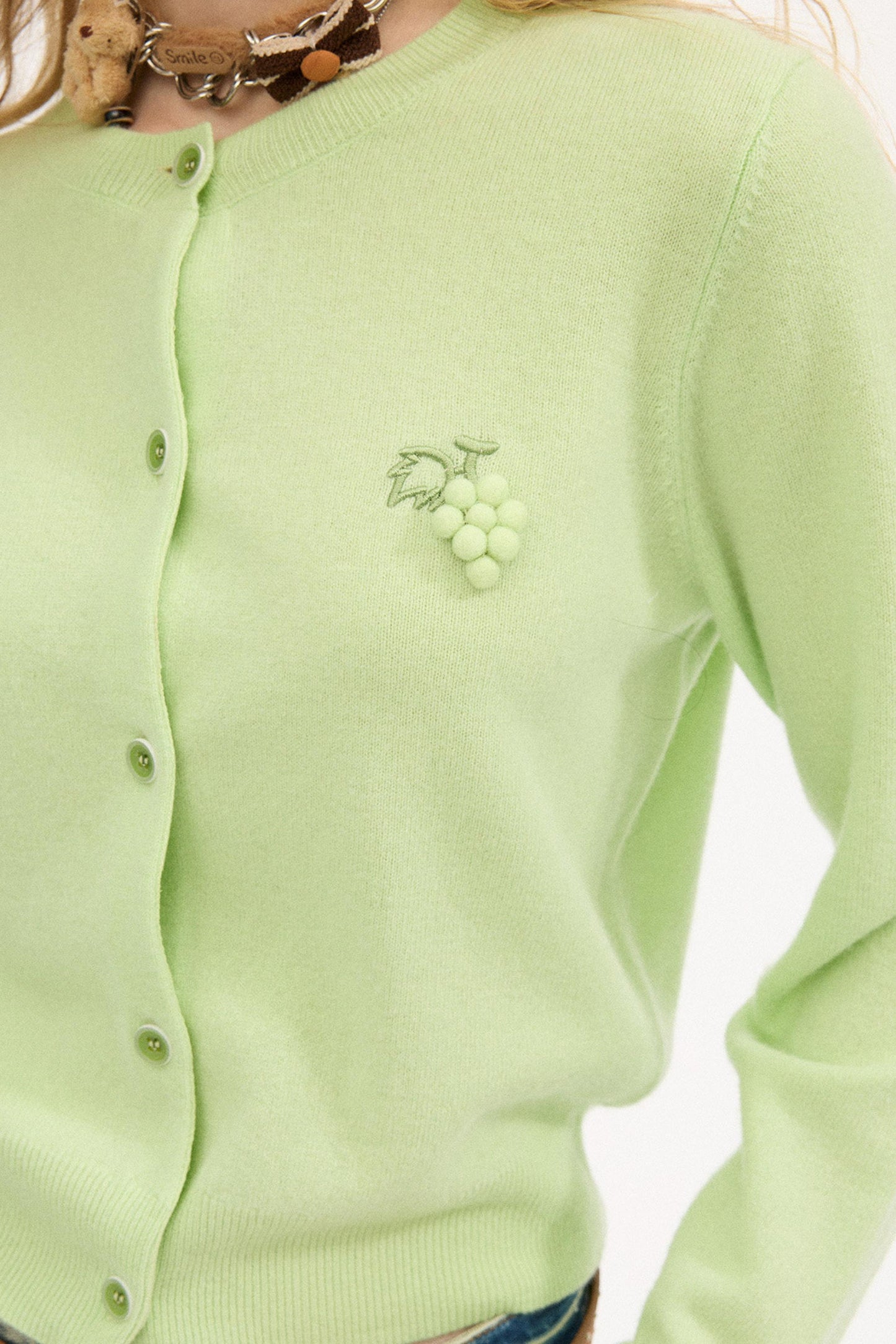 Embroidered Grape Wool Sweater
