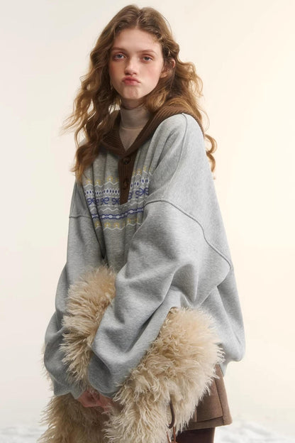 Fair Isle Hooded Top