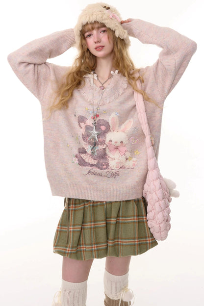 Autumn Apricot V-Neck Sweater