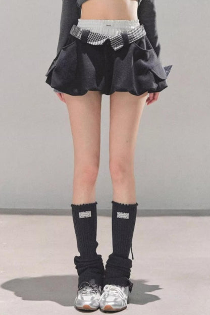 Plaid Floral A-Line Skirt