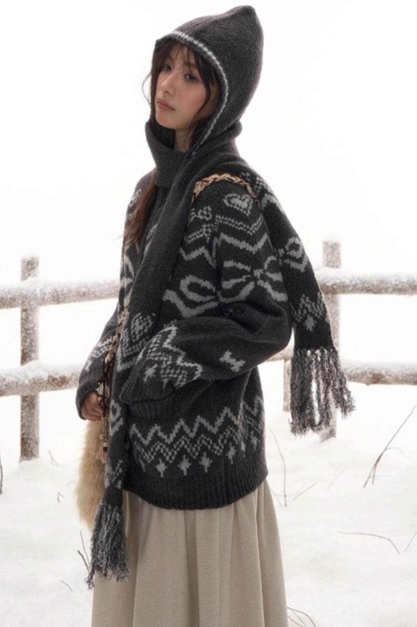 Light Bow-Knot Knit Cardigan Set-Up