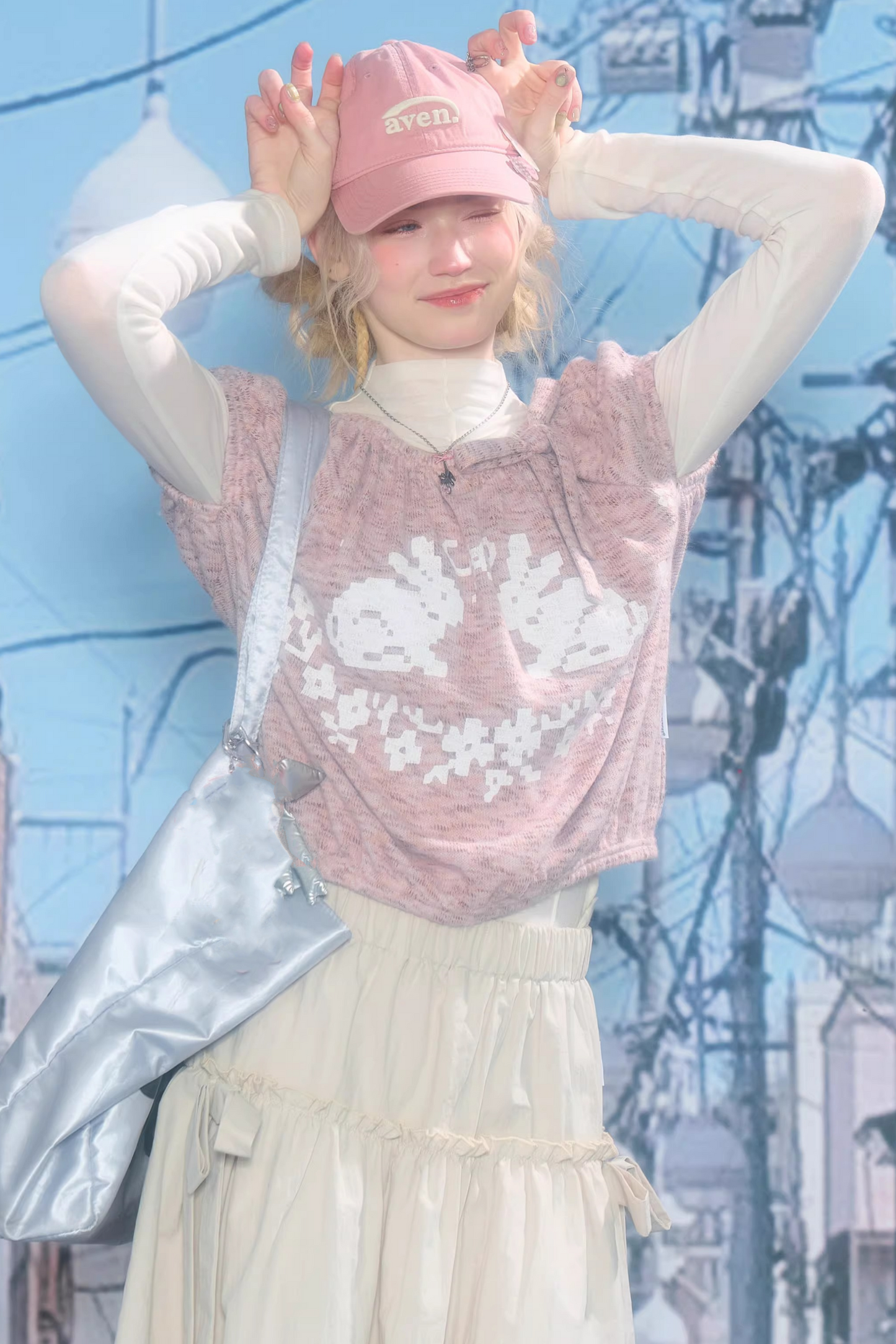 Rabbit Print Knit Blouse