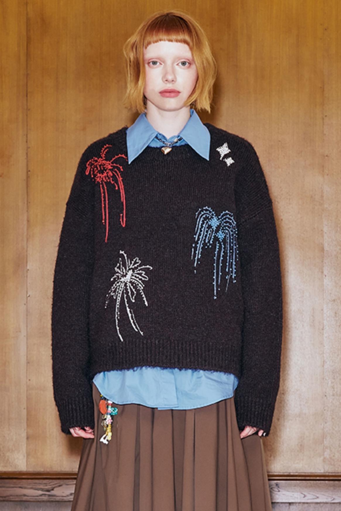 Beaded Fireworks Embroidered Sweater